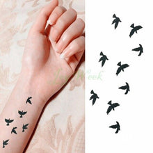 Load image into Gallery viewer, Black Waterproof Temporary Bird Tattoo Sticker Arm Leg Wrist Modern Small Tattoo For Womens And Kids
