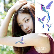 Load image into Gallery viewer, Black Waterproof Temporary Bird Tattoo Sticker Arm Leg Wrist Modern Small Tattoo For Womens And Kids
