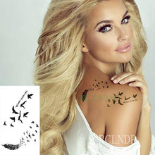 Load image into Gallery viewer, Black Waterproof Temporary Bird Tattoo Sticker Arm Leg Wrist Modern Small Tattoo For Womens And Kids
