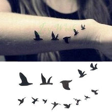 Load image into Gallery viewer, Black Waterproof Temporary Bird Tattoo Sticker Arm Leg Wrist Modern Small Tattoo For Womens And Kids
