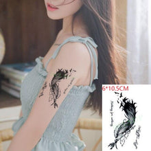 Load image into Gallery viewer, Black Waterproof Temporary Bird Tattoo Sticker Arm Leg Wrist Modern Small Tattoo For Womens And Kids
