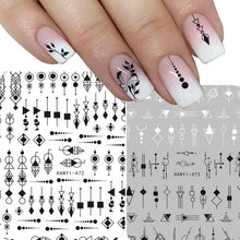 Load image into Gallery viewer, Black White 3D Nail Sticker Decals Cool English Letter Nail Art Decoration Manicure Design Christmas New Year Gift French Nail Art Stickers Decals 8Sheets Nail Art Supplies 3D Self-Adhesive Nail Art Decoration  Pattern Nail Accessories Classic Simple
