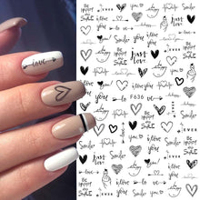 Load image into Gallery viewer, Black White 3D Nail Sticker Decals Cool English Letter Nail Art Decoration Manicure Design Christmas New Year Gift French Nail Art Stickers Decals 8Sheets Nail Art Supplies 3D Self-Adhesive Nail Art Decoration  Pattern Nail Accessories Classic Simple
