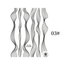Load image into Gallery viewer, Black White 3D Nail Stickers Metal Gold Silver Geometric Tassel Strip Line Adhesive Transfer Decals Nail Art Design  Gold Silver Metal Nail Sticker  Metallic Curve Strip Line Nail Decal Self-Adhesive 3D Wave Design Nail Tips Decorations Manicure for Women
