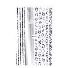 Load image into Gallery viewer, Black White 3D Nail Stickers Metal Gold Silver Geometric Tassel Strip Line Adhesive Transfer Decals Nail Art Design  Gold Silver Metal Nail Sticker  Metallic Curve Strip Line Nail Decal Self-Adhesive 3D Wave Design Nail Tips Decorations Manicure for Women
