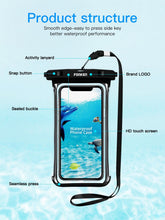 Load image into Gallery viewer, Black White Full View Waterproof Case for Phone Underwater Snow Transparent Swimming Pouch Big Mobile Phone Covers Waterproof Mobile Phone Case Underwater Waterproof Iphone Case

