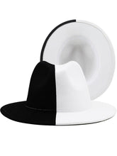 Load image into Gallery viewer, Black White Modern Unisex Fedora Hat Women Unisex Wide Brim Party Cowboy Cap Men Gentleman Wedding Hat Two Colors Fedora Hat Solid Color Wide Brim Winter Autumn Hat
