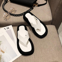 Load image into Gallery viewer, Black White Thick Bottom Flip Flops Women Famous Design Clip Toe Slippers Platform Slides Beach Comfort Thong Style Flip Flops Sandals For Women With Arch Support For Comfortable Walk
