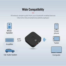 Load image into Gallery viewer, Black Wireless Bluetooth Receiver 5.0 aptX LL RCA NFC 3.5mm Jack Aux Audio Adapter

