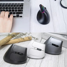 Load image into Gallery viewer, Black Wireless Ergonomic Mouse Vertical 1600 DPI Button Gaming Mouse RGB Optical USB Mice For PC And Laptop 2.4Ghz
