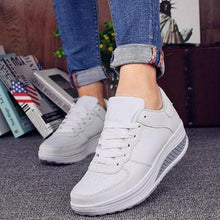 Load image into Gallery viewer, Black Women Sneakers Breathable Waterproof Ladies Sneaker Leather Casual Sport Casual Sports Flat Low Top Sneaker Lace-up Classic Girls Comfortable Women's Sneakers
