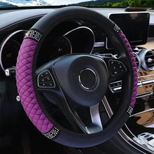 Load image into Gallery viewer, Bling Soft Leather Car Steering Wheel Cover Non-Slip Heat And Cold Protector
