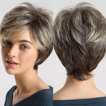 Load image into Gallery viewer, Blonde White Black Ombre Bob Synthetic Wigs for Women Straight Hair Wigs Cosplay Party Wig with bangs Heat Resistant Wigs For Black Women Cosplay Wigs For Women
