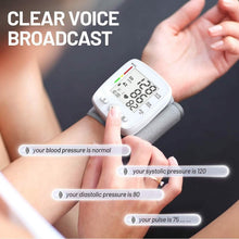 Load image into Gallery viewer, Blood Pressure Monitor Digital Wrist BP Machine Automatic BP Cuff with 2 Users 180 Memory Voice Large LCD Display
