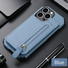 Load image into Gallery viewer, Blue Cards Wallet Leather Phone Case For Iphone 14 Plus 13 12 Mini 11 Pro Max X Xs Xr Men Luxury Business Purse Card Holder Cover  Phone Case With Card Sleeve Men Phone Case
