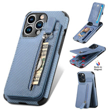 Load image into Gallery viewer, Blue Cards Wallet Leather Phone Case For Iphone 14 Plus 13 12 Mini 11 Pro Max X Xs Xr Men Luxury Business Purse Card Holder Cover  Phone Case With Card Sleeve Men Phone Case
