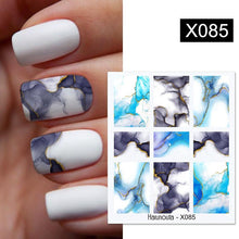 Load image into Gallery viewer, Blue Marble Water Decal Sticker Wave Line Flower Leaf Tree Summer Slider Decor For Manicuring Nail Art Watermarks Curve Graffiti Nail Design for Acrylic Nail Supplies Designer Nail Decorations for Women Girls Kids

