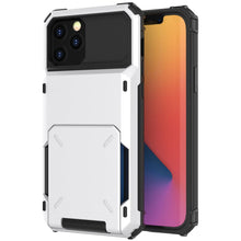 Load image into Gallery viewer, Blue Men Card Holder Hidden Pocket Phone Case Dual Layer Bumper Armor Protective Cover For iPhone 14 13 Pro Max 13 Mini 13 Pro Card Slots Wallet Case Cover Slide Armor Wallet Card Slots Holder for iPhone 13
