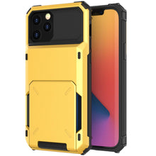 Load image into Gallery viewer, Blue Men Card Holder Hidden Pocket Phone Case Dual Layer Bumper Armor Protective Cover For iPhone 14 13 Pro Max 13 Mini 13 Pro Card Slots Wallet Case Cover Slide Armor Wallet Card Slots Holder for iPhone 13
