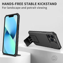 Load image into Gallery viewer, Blue Shockproof Adjustable Stand Case For iPhone 14 13 12 11 Pro Max Built Slide Camera Protection Case With Kickstand Shockproof Protection Modern Design for iPhone

