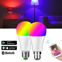 Load image into Gallery viewer, Bluetooth E27 LED Bulb RGB Smart Light Bulbs 15W B22 RGBW RGBWW Lampada Colorful Dimmable Phone APP Control LED Lamp For Home WiFi &amp; Bluetooth 5.0, Compatible w/ Alexa &amp; Google Without Hub, Dimmable, Music Sync, Schedules, Color Changing Light Bulb RGBW
