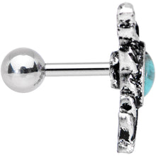 Load image into Gallery viewer, 1/4 Blue Faux Turquoise Southwestern Feather Cartilage Tragus Earring
