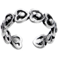 Load image into Gallery viewer, Silver Plated Repeating Heart Wreath Toe Ring
