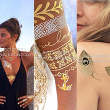 Load image into Gallery viewer, Body Tattoo Art Painting Stickers Glitter Gold Silver Temporary Waterproof Nontoxic Long Lasting Tattoos
