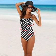 Load image into Gallery viewer, Bodysuit One Piece Swimwear Women New Female Beach Swimsuit Bathing Suit Beachwear Vintage Solid Black Women's Bathing Suits Tummy Control One Piece Swimsuits V Neck Halter Swimwear
