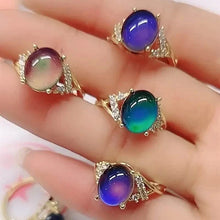 Load image into Gallery viewer, Boho Style Color Changing Mood Stone Cuff Rings
