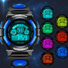 Load image into Gallery viewer, Boys Sports Military Kids Digital Watches Student Childrens Watch Fashion Luminous Led Alarm Camouflage Green Waterproof 7 Color Led Backlight Multifuction Wristwatch For Boys Girls
