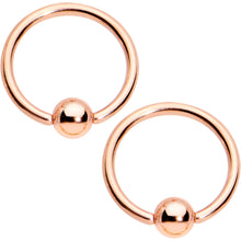 Load image into Gallery viewer, 14G Clear CZ Gem Rose Gold Tone Flair BCR Barbell Nipple Ring Set
