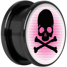 Load image into Gallery viewer, Pink Black Skull Black Anodized Screw Fit Plug Set 18mm
