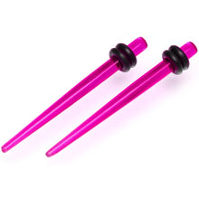 Load image into Gallery viewer, 14 to 00G Fuchsia Acrylic Straight Taper Set 18 Piece Stretching Kit
