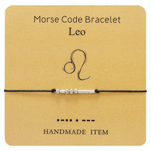 Load image into Gallery viewer, Bracelet Morse Code Braided Charm Bracelets For Women Men Jewelry Silver Adjustable Inspirational Morse Code Beads With Cord Handmade Wrap Bracelet Secret Message Jewelry Gifts For Her
