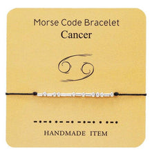 Load image into Gallery viewer, Bracelet Morse Code Braided Charm Bracelets For Women Men Jewelry Silver Adjustable Inspirational Morse Code Beads With Cord Handmade Wrap Bracelet Secret Message Jewelry Gifts For Her
