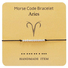 Load image into Gallery viewer, Bracelet Morse Code Braided Charm Bracelets For Women Men Jewelry Silver Adjustable Inspirational Morse Code Beads With Cord Handmade Wrap Bracelet Secret Message Jewelry Gifts For Her
