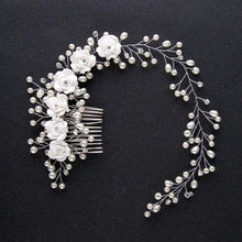 Load image into Gallery viewer, Bridal Wedding Crystal Bride Hair Accessories Pearl Flower Headband Handmade Hairband Beads Decoration Hair Comb Gorgeous Hair Accessories For Women
