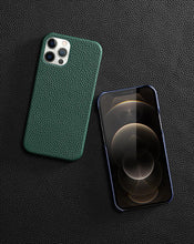 Load image into Gallery viewer, Bright Orange Mobile Phone Case With Coated Leather Case Protective Slim Phone Case Cowhide Genuine Leather Phone Case for iPhone 14 13 Pro Max Luxury Back Cover
