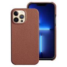 Load image into Gallery viewer, Bright Orange Mobile Phone Case With Coated Leather Case Protective Slim Phone Case Cowhide Genuine Leather Phone Case for iPhone 14 13 Pro Max Luxury Back Cover
