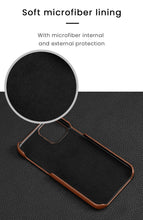 Load image into Gallery viewer, Bright Orange Mobile Phone Case With Coated Leather Case Protective Slim Phone Case Cowhide Genuine Leather Phone Case for iPhone 14 13 Pro Max Luxury Back Cover
