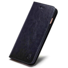 Load image into Gallery viewer, Brown Genuine Leather Flip Case For iPhone Luxury Wallet Card Cover For iPhone 14 13 Leather iPhone Case Kickstand Card Holder Flip Leather Wallet Phone Case
