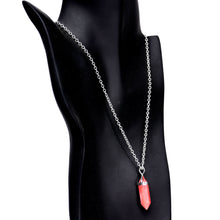 Load image into Gallery viewer, Handcrafted Pink Quartz Prism Silver Plated Chain Necklace
