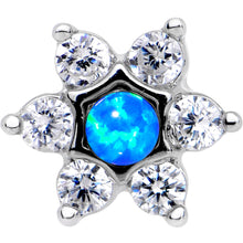 Load image into Gallery viewer, 5/16 Blue Faux Opal Internally Threaded Star Flower Labret Monroe
