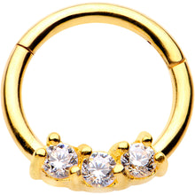 Load image into Gallery viewer, 16G 5/16 Clear Gem Gold PVD Hinged Segment Ring Circular Barbell
