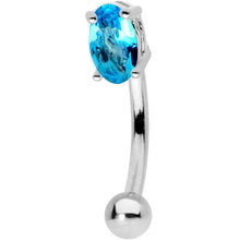 Load image into Gallery viewer, 5/16 Blue CZ Gem Big Bling Curved Eyebrow Ring
