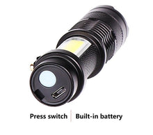 Load image into Gallery viewer, Built in battery XP-G Q5 Zoom Focus Mini led Flashlight Torch Lamp Lantern 2000 Lumen Adjustable Penlight Waterproof T6 light  Focus IP65 Water-Resistant Portable for Indoor and Outdoor Camping Hiking
