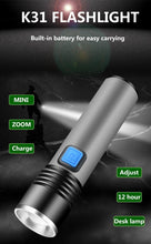 Load image into Gallery viewer, Built in battery XP-G Q5 Zoom Focus Mini led Flashlight Torch Lamp Lantern 2000 Lumen Adjustable Penlight Waterproof T6 light  Focus IP65 Water-Resistant Portable for Indoor and Outdoor Camping Hiking
