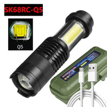 Load image into Gallery viewer, Built in battery XP-G Q5 Zoom Focus Mini led Flashlight Torch Lamp Lantern 2000 Lumen Adjustable Penlight Waterproof T6 light  Focus IP65 Water-Resistant Portable for Indoor and Outdoor Camping Hiking
