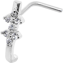 Load image into Gallery viewer, 18G Clear CZ Bling Faux Hoop L Shaped Nose Ring
